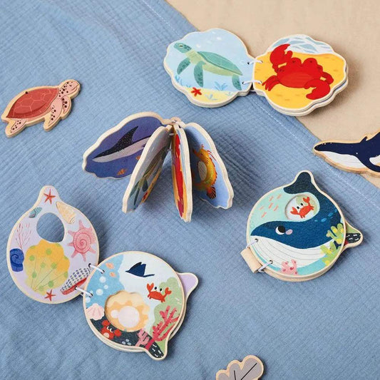  Montessori Wooden Baby Book Marine Animals Toy NonToxic -  ToylandEU™