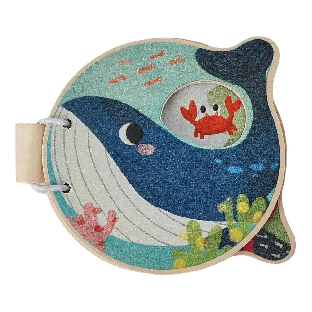 Montessori Baby Wooden Book Early Educational Toys Enlightenment Readings Marine Animals Illustration Cognitive Book for Toddler - ToylandEU
