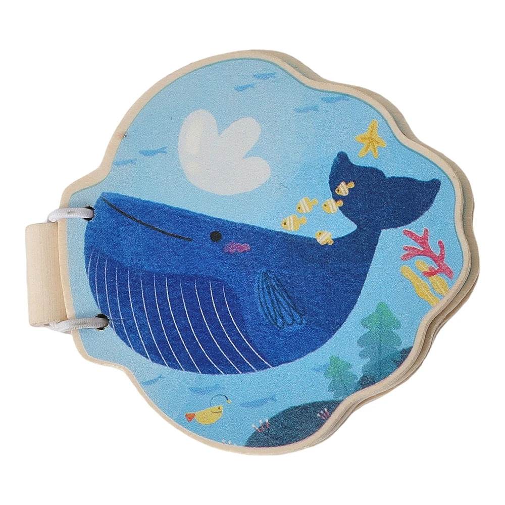 Montessori Baby Wooden Book Early Educational Toys Enlightenment Readings Marine Animals Illustration Cognitive Book for Toddler - ToylandEU