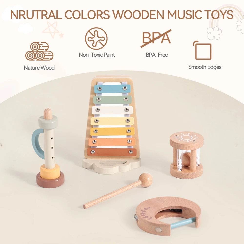 Musical Instruments Montessori Music Baby 0 12 Months Toys Drum Xylophone Kids Early Educational Wooden Instruments Baby Toys - ToylandEU