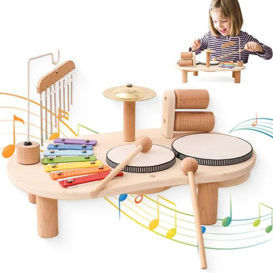Montessori Wooden Bandstand Play Set with Removable Mobile Drum - ToylandEU