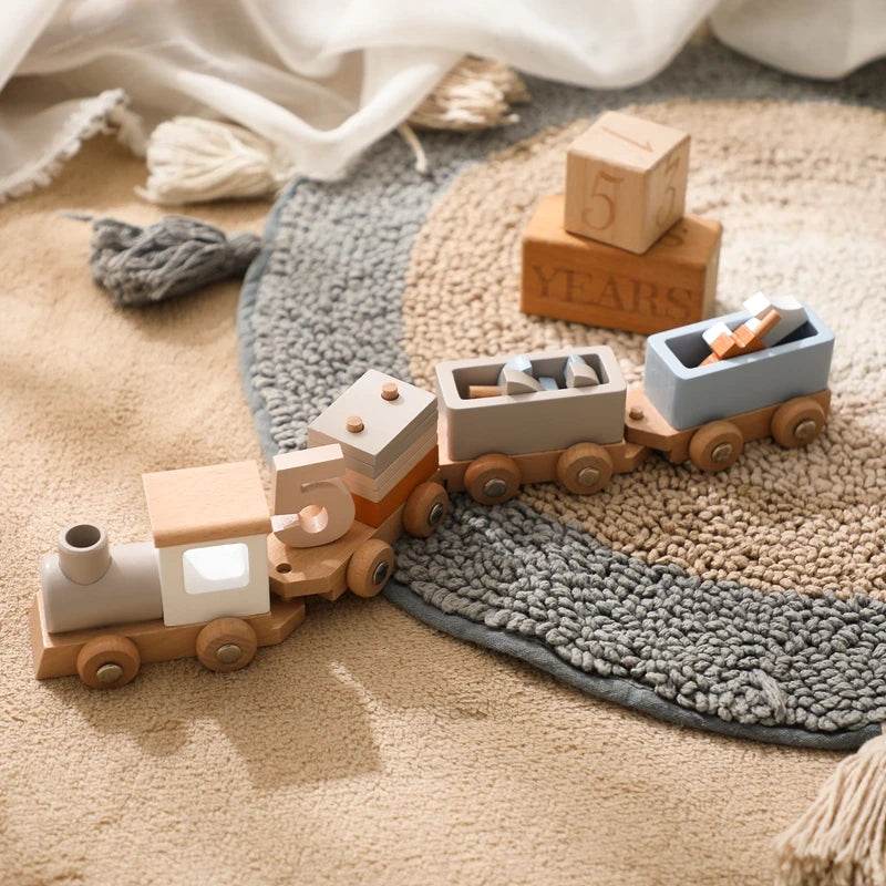 Montessori Wooden Birthday Train Toy - Fun Learning Adventure for Kids - ToylandEU