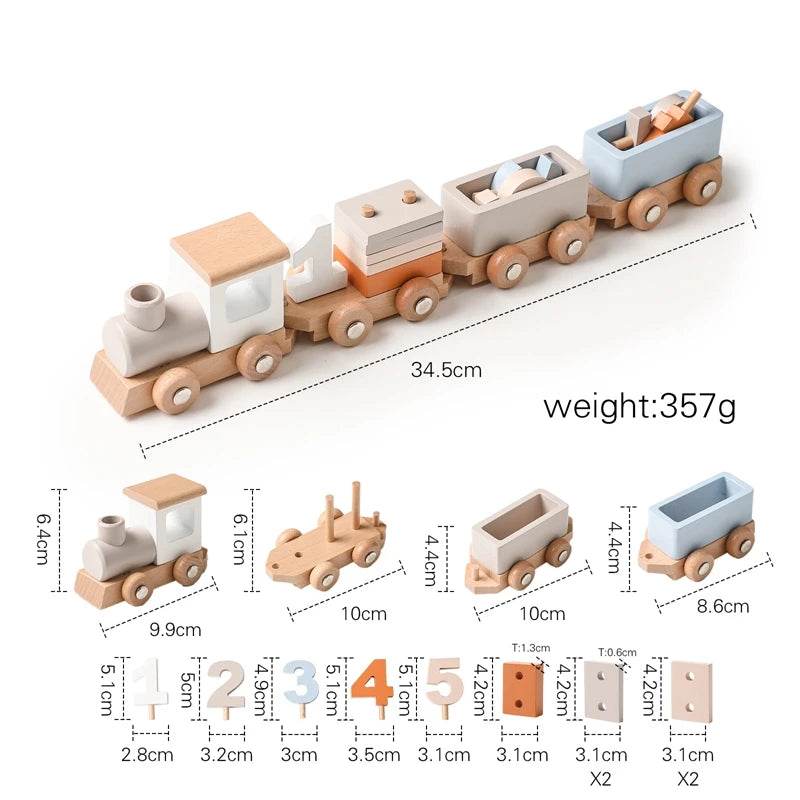 Montessori Wooden Birthday Train Toy - Fun Learning Adventure for Kids - ToylandEU