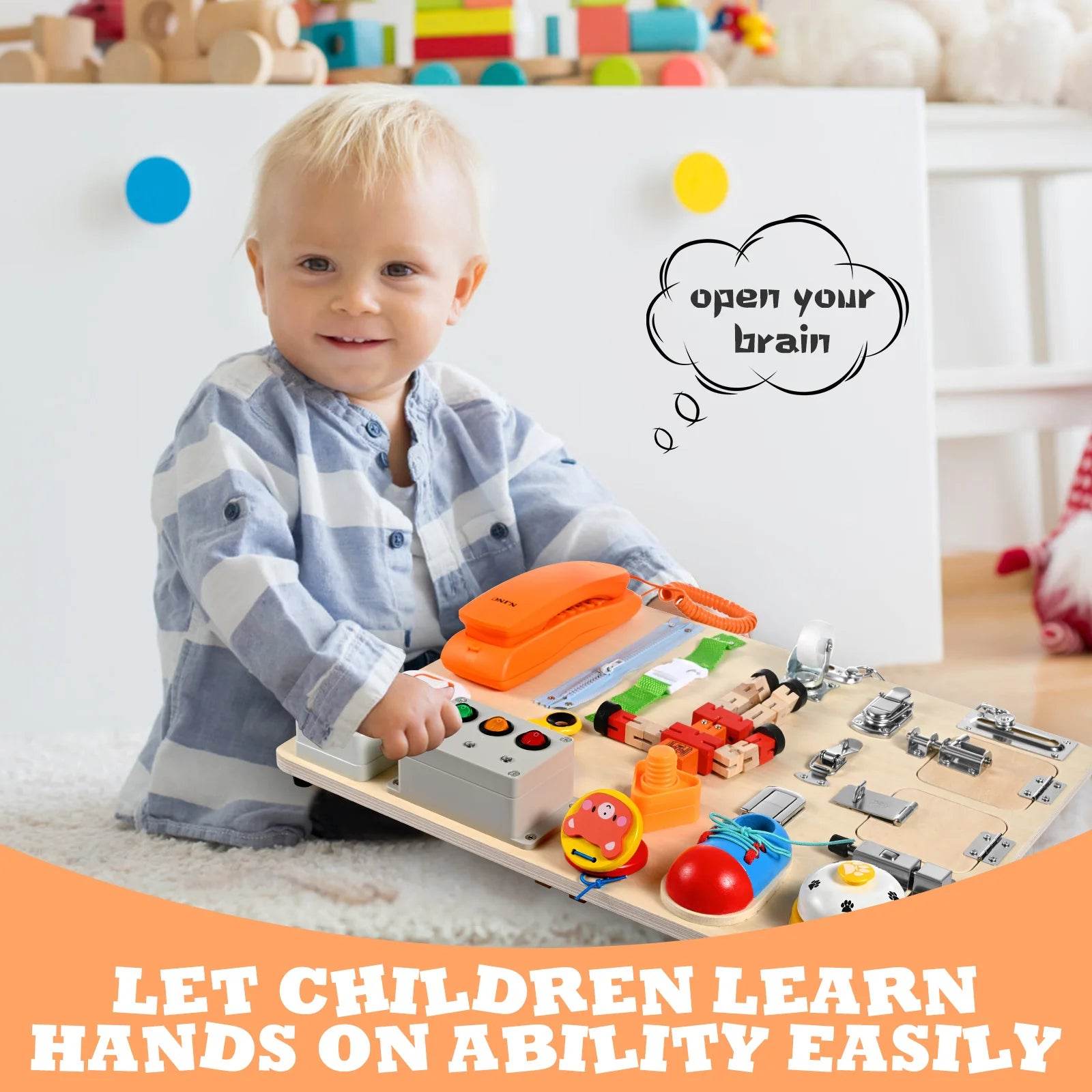 Montessori Wooden Busy Board - Engaging Sensory Learning Toy for Kids - ToylandEU