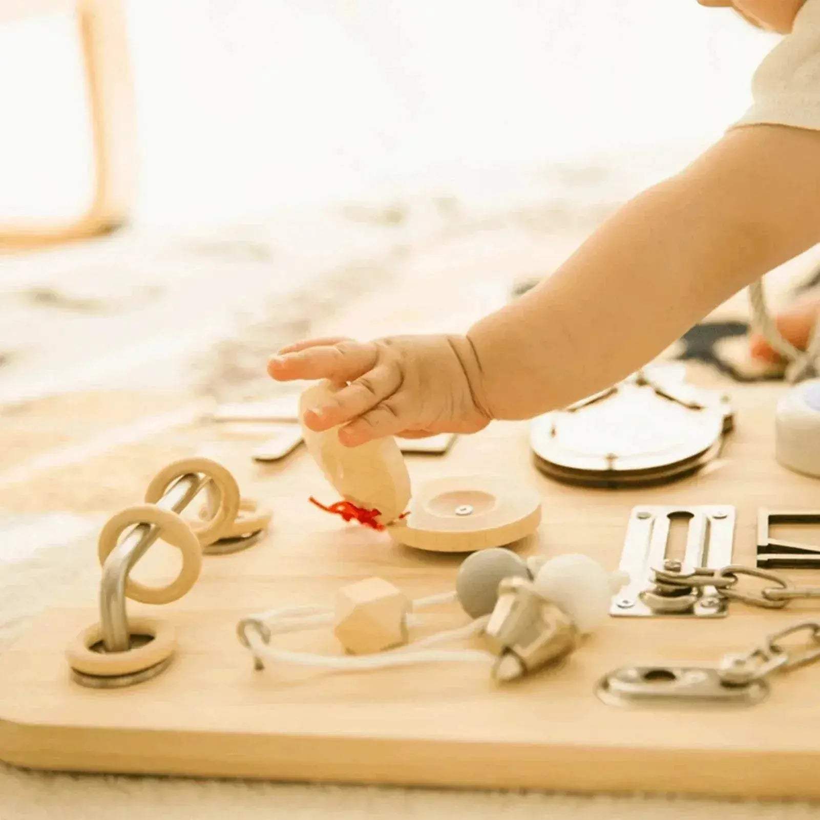  Montessori Wooden Busy Board For Toddlers One To Three Years Learning Toy With Locks Latches -  ToylandEU™
