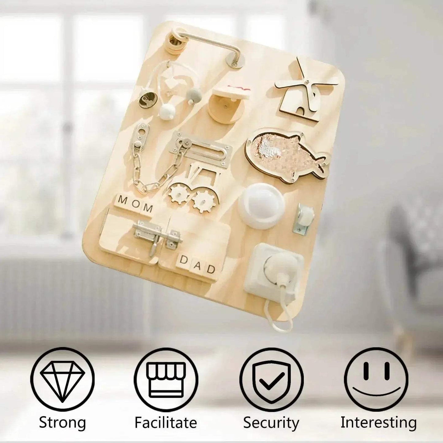  Montessori Wooden Busy Board For Toddlers One To Three Years Learning Toy With Locks Latches -  ToylandEU™