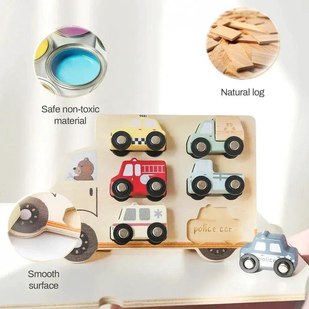  Montessori Wooden Car Puzzle For Babies 3D Educational -  ToylandEU™