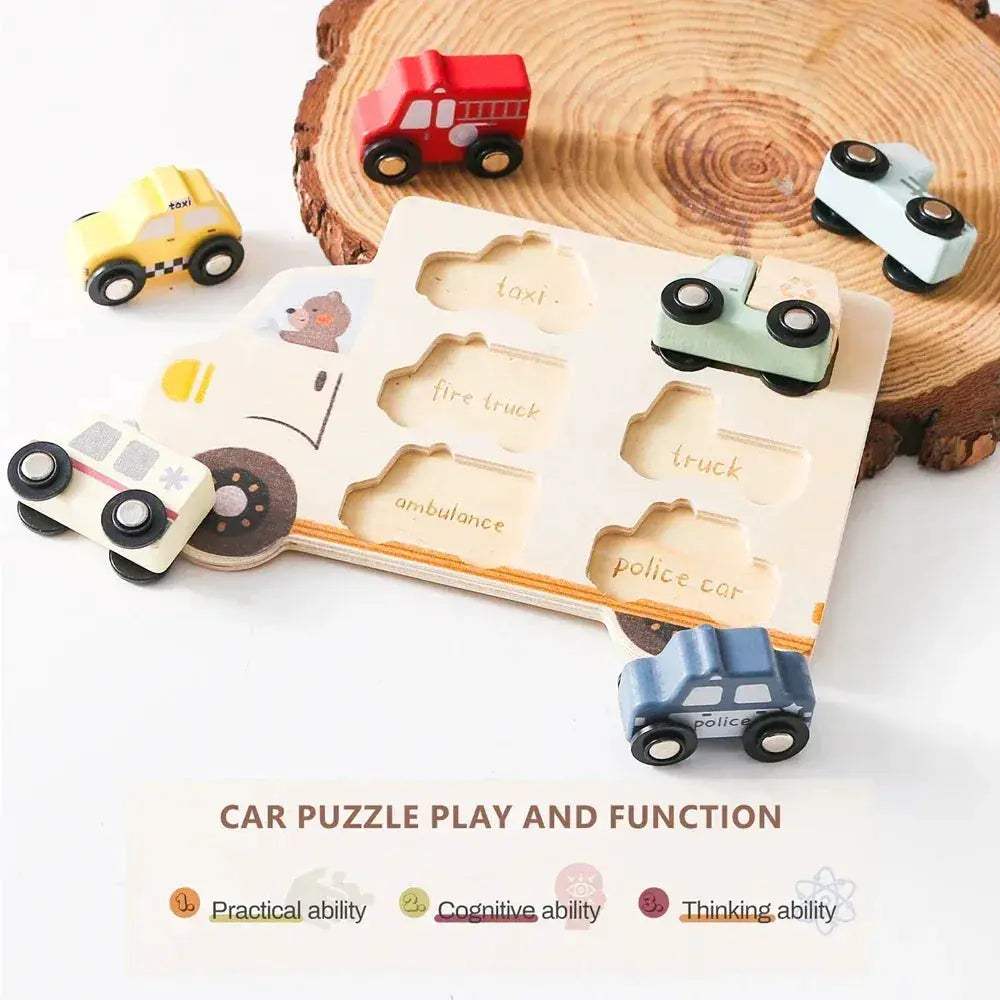 Montessori Wooden Car Puzzle Toys 3D For Babies Educational - ToylandEU
