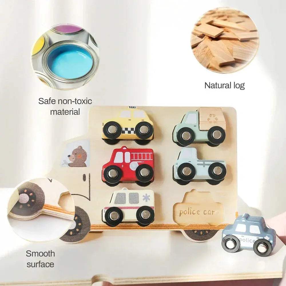 Montessori Wooden Car Puzzle Toys 3D For Babies Educational - ToylandEU