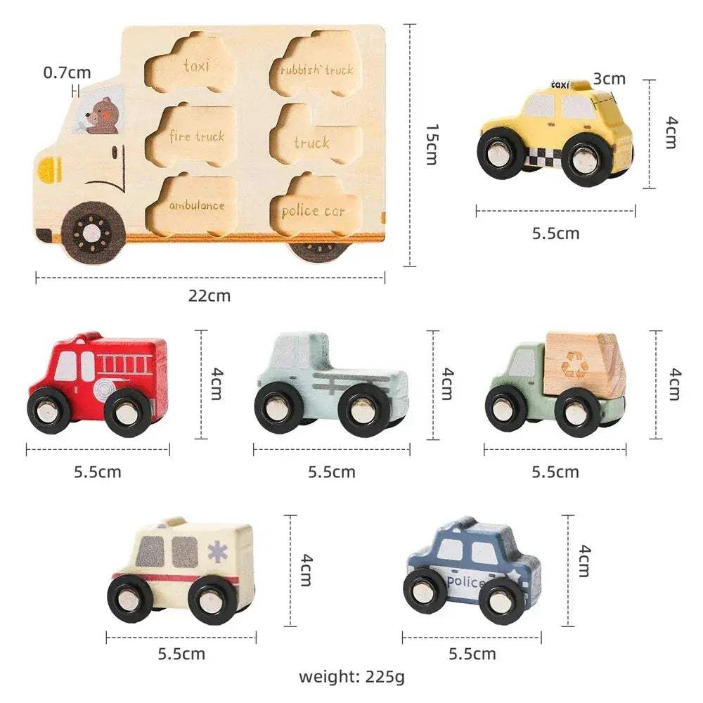 Montessori Wooden Car Puzzle Toys 3D For Babies Educational - ToylandEU
