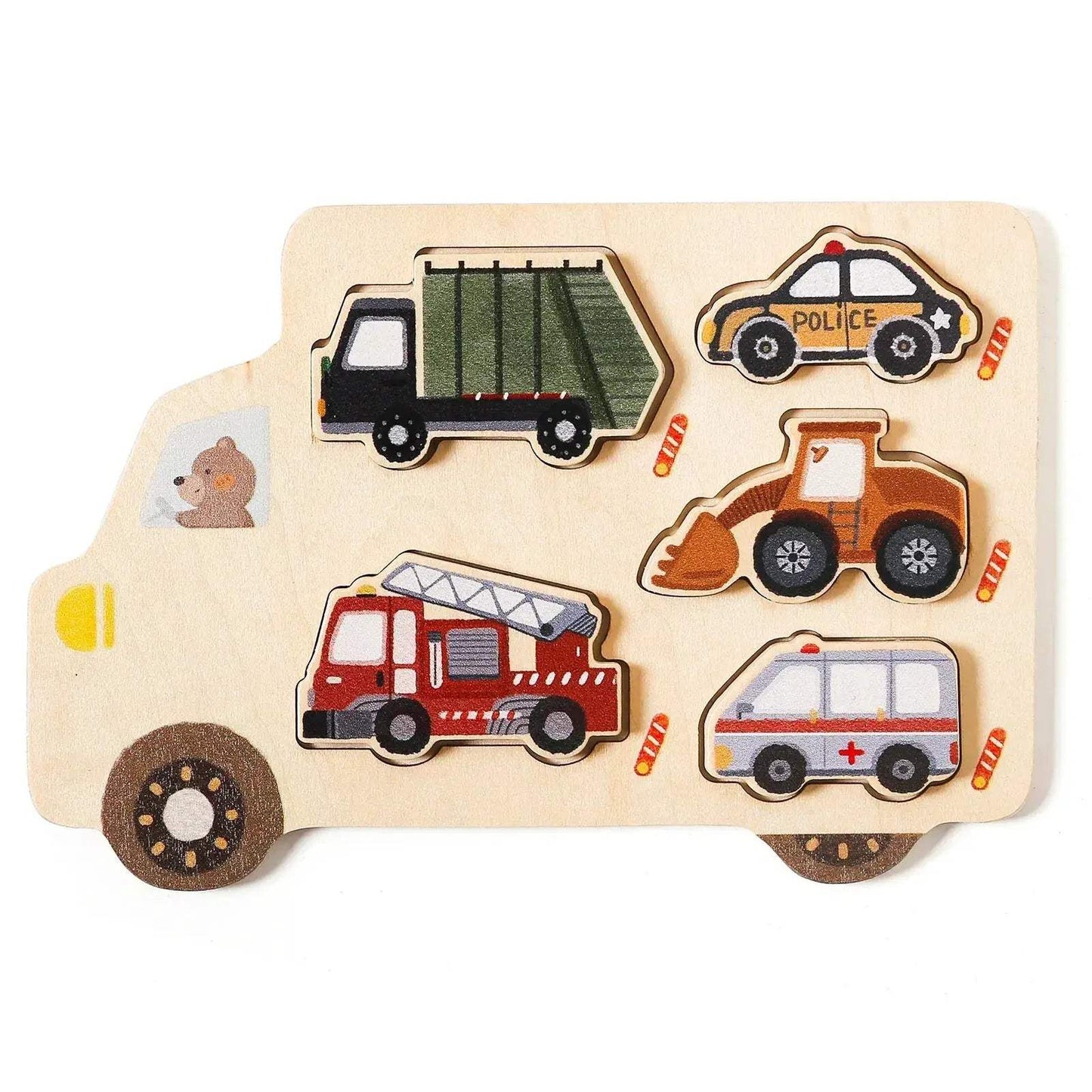 Montessori Wooden Car Puzzle Toys 3D For Babies Educational - ToylandEU