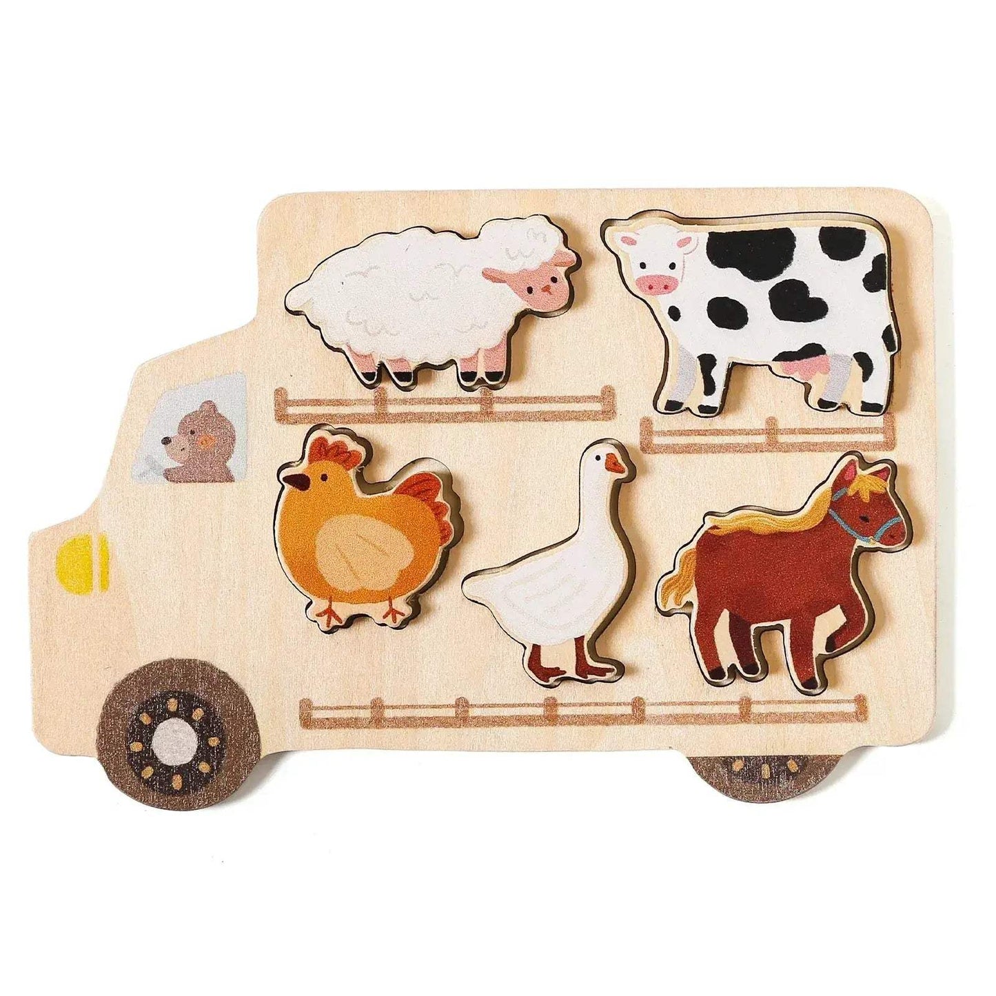 Montessori Wooden Car Puzzle Toys 3D For Babies Educational - ToylandEU