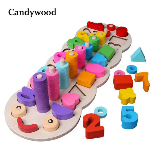 Montessori Wooden Counting & Shape Matching Toy for Early Learning - ToylandEU