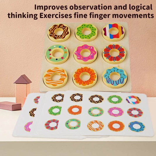 Монтесори пъзел за ранно образование, цветове, сдвояване, сортиране, играчка, дете в предучилищна възраст, дървена поничка, учебни помагала, подарък - ToylandEU
