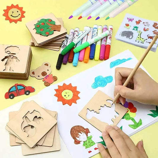  Montessori Wooden Drawing Stencil Set 20 Pcs 7.5cm -  ToylandEU™