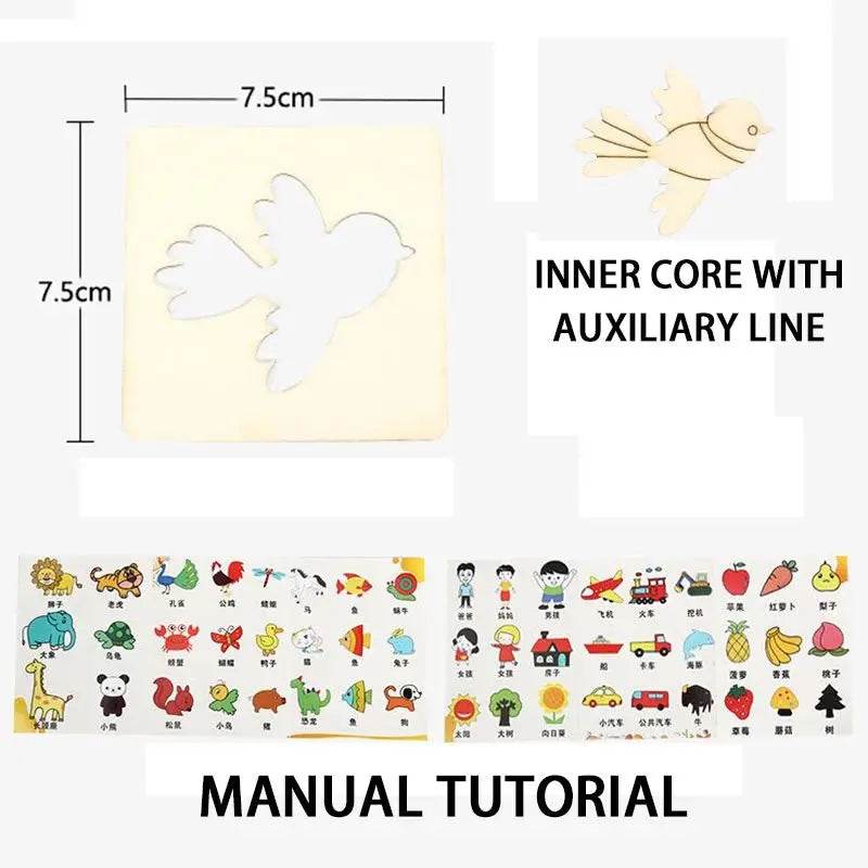 20pcs Montessori Kids Drawing Toys Wooden DIY Painting Stencils Educational Puzzle Craft Gifts - ToylandEU