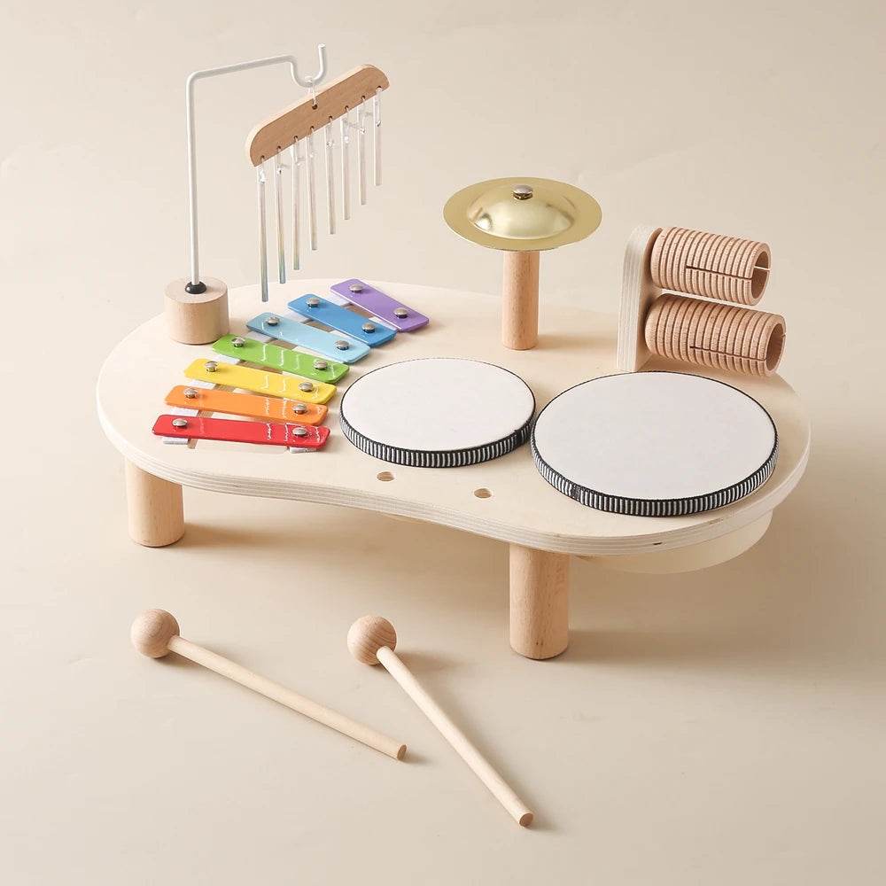 Musikalisches Holztrommelset mit Äolsglöckchen - Montessori-Lernspielzeug - ToylandEU