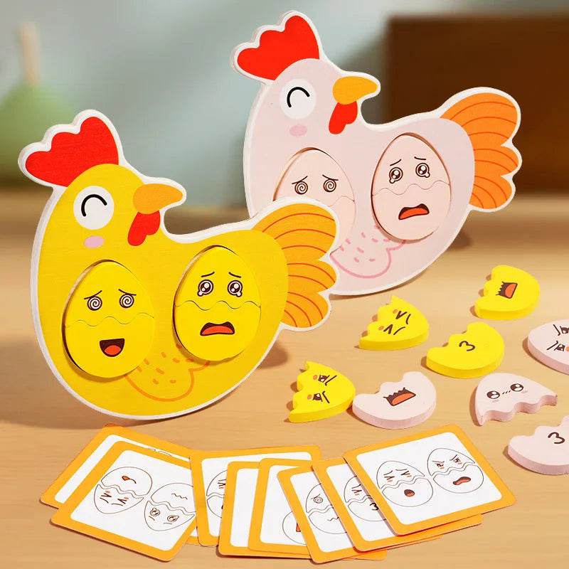 Montessori Wooden Puzzle Games Expression Emotion Egg Face Board Matching Thinking Early Educational Toys for Toddlers Age 3+ - ToylandEU