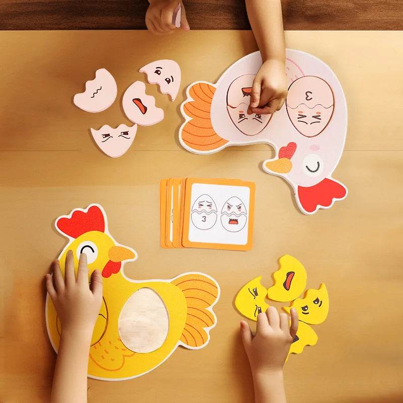 Montessori Wooden Puzzle Games Expression Emotion Egg Face Board Matching Thinking Early Educational Toys for Toddlers Age 3+ - ToylandEU