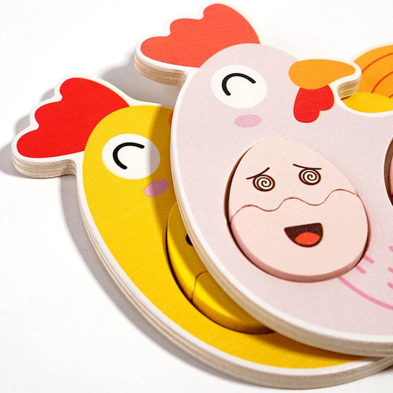 Montessori Wooden Puzzle Games Expression Emotion Egg Face Board Matching Thinking Early Educational Toys for Toddlers Age 3+ - ToylandEU