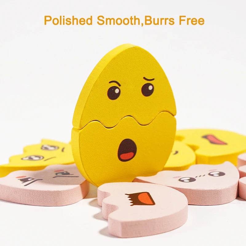 Montessori Wooden Puzzle Games Expression Emotion Egg Face Board Matching Thinking Early Educational Toys for Toddlers Age 3+ - ToylandEU