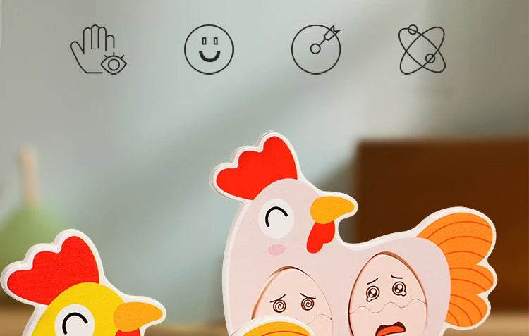 Montessori Wooden Puzzle Games Expression Emotion Egg Face Board Matching Thinking Early Educational Toys for Toddlers Age 3+ - ToylandEU