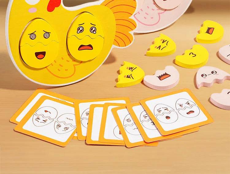 Montessori Wooden Puzzle Games Expression Emotion Egg Face Board Matching Thinking Early Educational Toys for Toddlers Age 3+ - ToylandEU