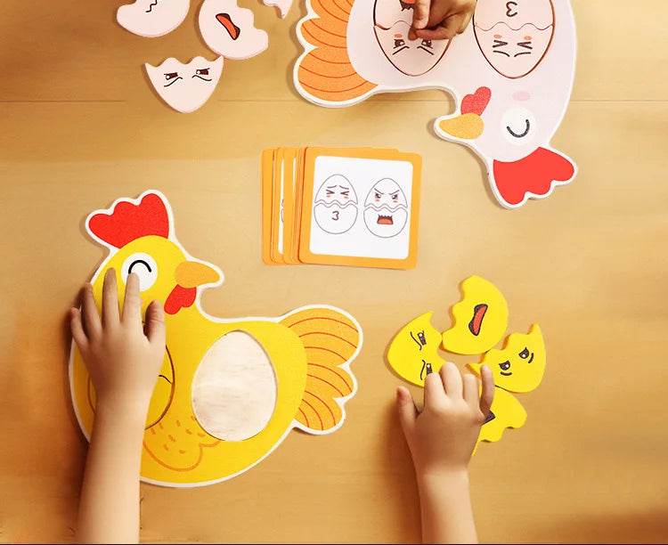 Montessori Wooden Puzzle Games Expression Emotion Egg Face Board Matching Thinking Early Educational Toys for Toddlers Age 3+ - ToylandEU