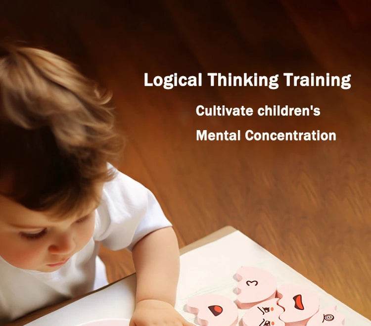 Montessori Wooden Puzzle Games Expression Emotion Egg Face Board Matching Thinking Early Educational Toys for Toddlers Age 3+ - ToylandEU