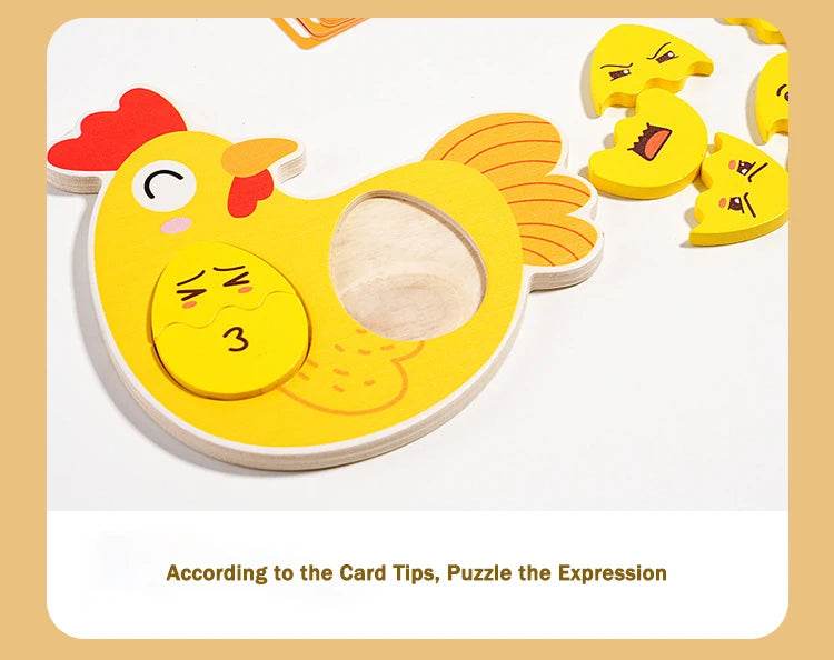 Montessori Wooden Puzzle Games Expression Emotion Egg Face Board Matching Thinking Early Educational Toys for Toddlers Age 3+ - ToylandEU