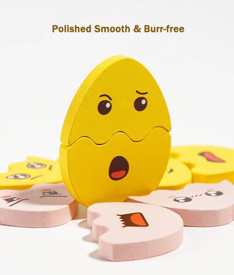 Montessori Wooden Puzzle Games Expression Emotion Egg Face Board Matching Thinking Early Educational Toys for Toddlers Age 3+ - ToylandEU