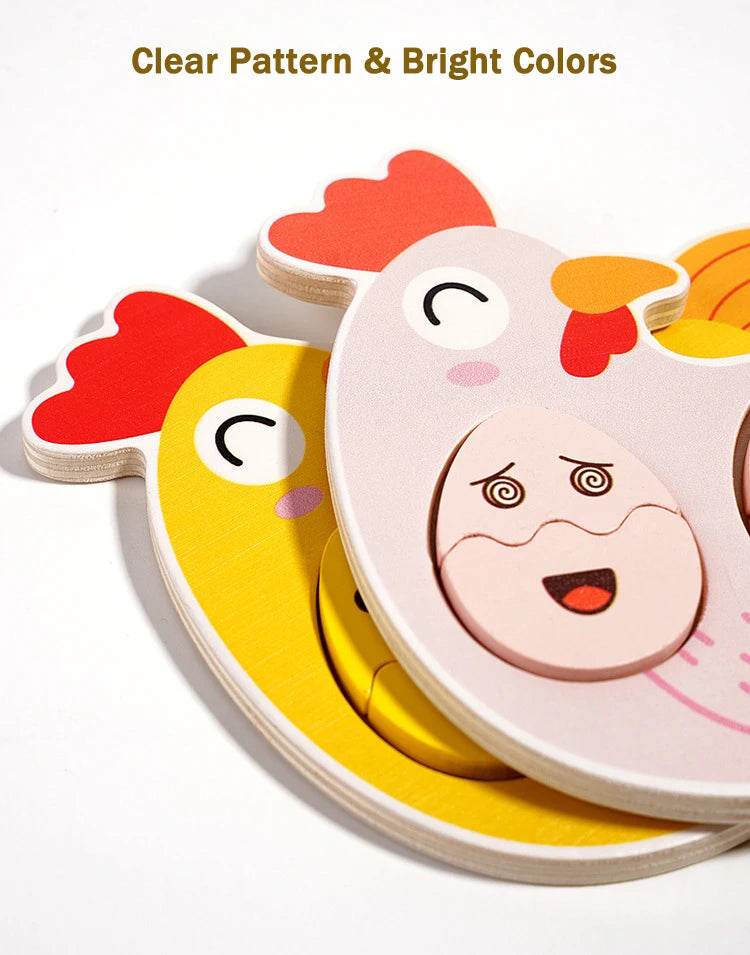 Montessori Wooden Puzzle Games Expression Emotion Egg Face Board Matching Thinking Early Educational Toys for Toddlers Age 3+ - ToylandEU