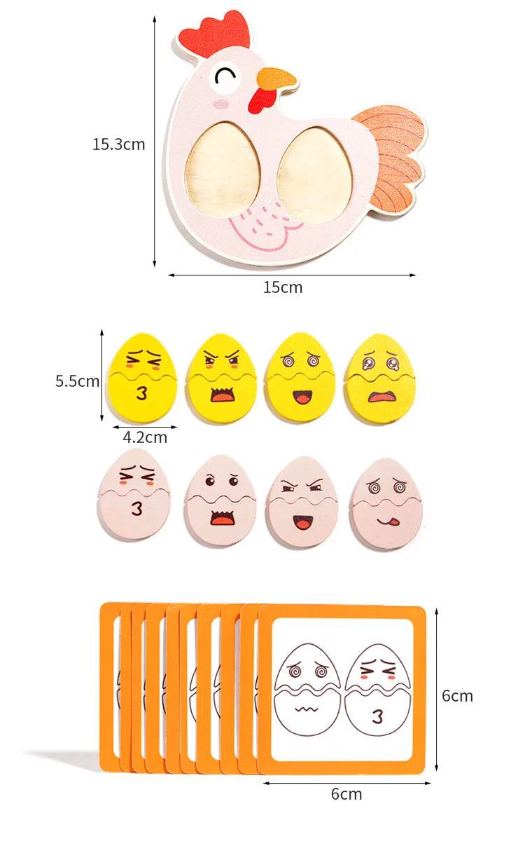 Montessori Wooden Puzzle Games Expression Emotion Egg Face Board Matching Thinking Early Educational Toys for Toddlers Age 3+ - ToylandEU