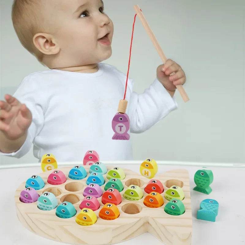 Wooden Children Fishing Toys Baby Montessori Early Education Toys Kids Ability Training Game Toddler Number Alphabet Learning - ToylandEU