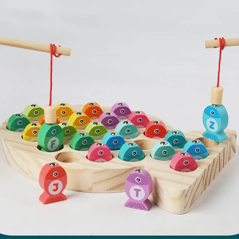 Wooden Children Fishing Toys Baby Montessori Early Education Toys Kids Ability Training Game Toddler Number Alphabet Learning - ToylandEU