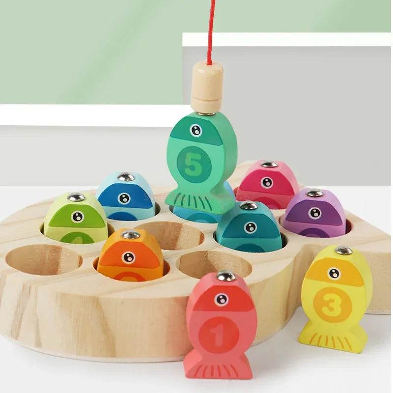 Wooden Children Fishing Toys Baby Montessori Early Education Toys Kids Ability Training Game Toddler Number Alphabet Learning - ToylandEU