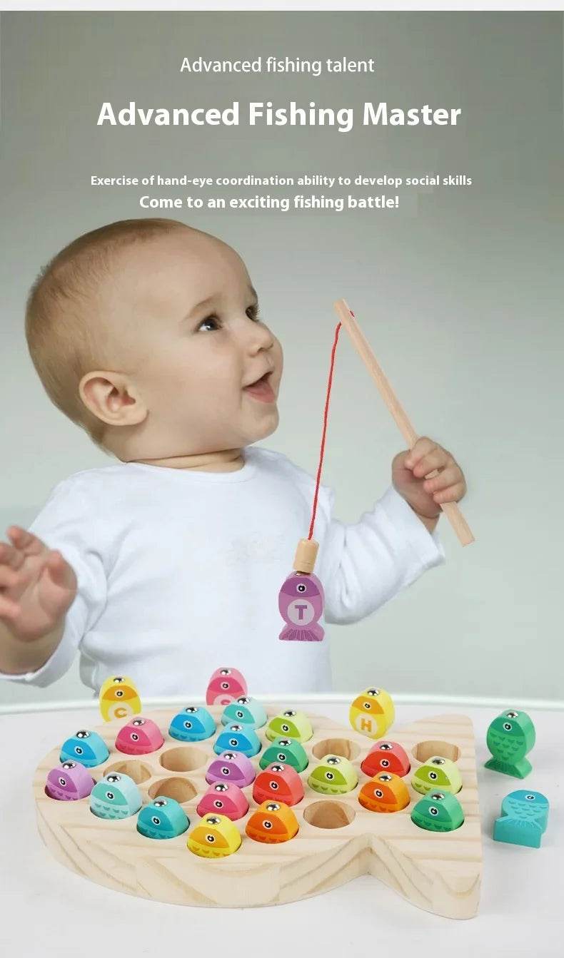 Wooden Children Fishing Toys Baby Montessori Early Education Toys Kids Ability Training Game Toddler Number Alphabet Learning - ToylandEU