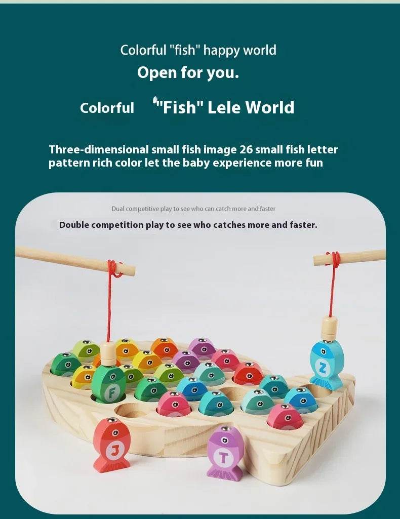 Wooden Children Fishing Toys Baby Montessori Early Education Toys Kids Ability Training Game Toddler Number Alphabet Learning - ToylandEU
