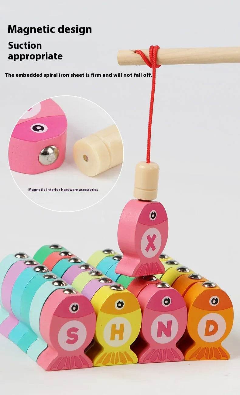Wooden Children Fishing Toys Baby Montessori Early Education Toys Kids Ability Training Game Toddler Number Alphabet Learning - ToylandEU