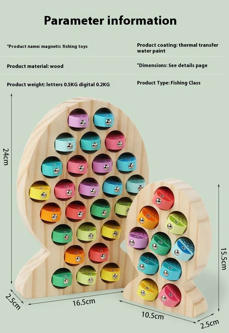 Wooden Children Fishing Toys Baby Montessori Early Education Toys Kids Ability Training Game Toddler Number Alphabet Learning - ToylandEU