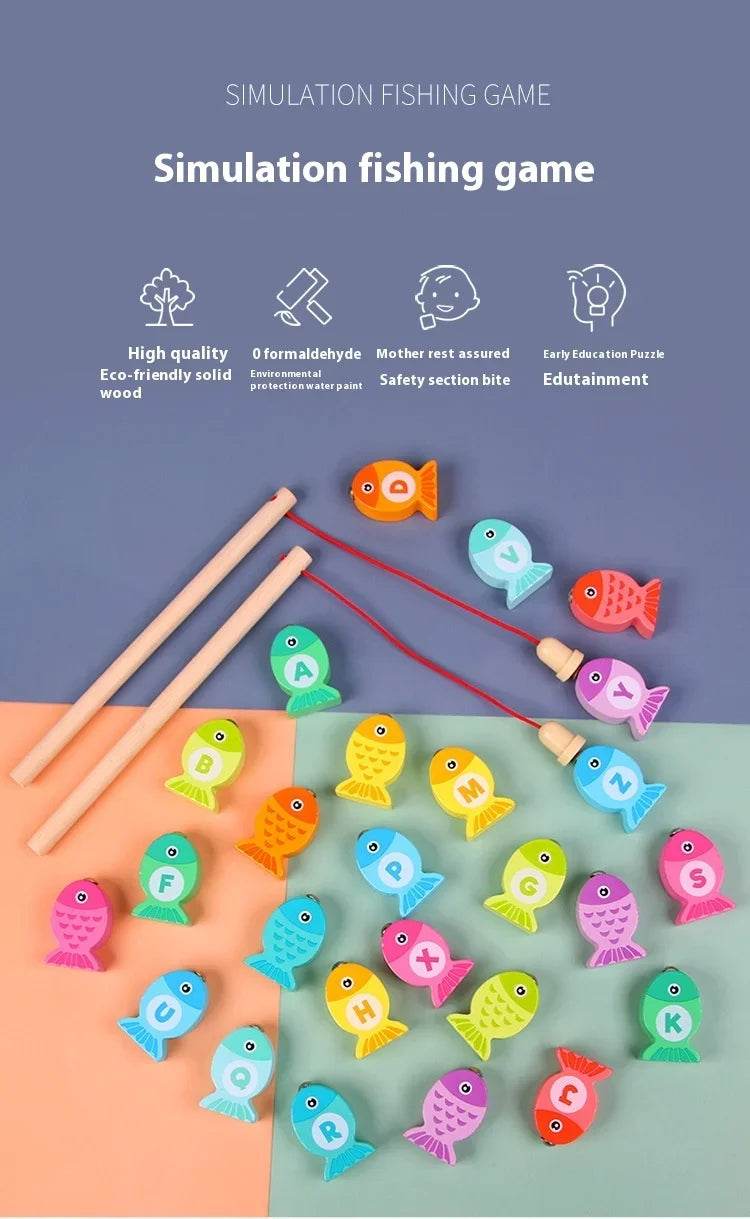 Wooden Children Fishing Toys Baby Montessori Early Education Toys Kids Ability Training Game Toddler Number Alphabet Learning - ToylandEU