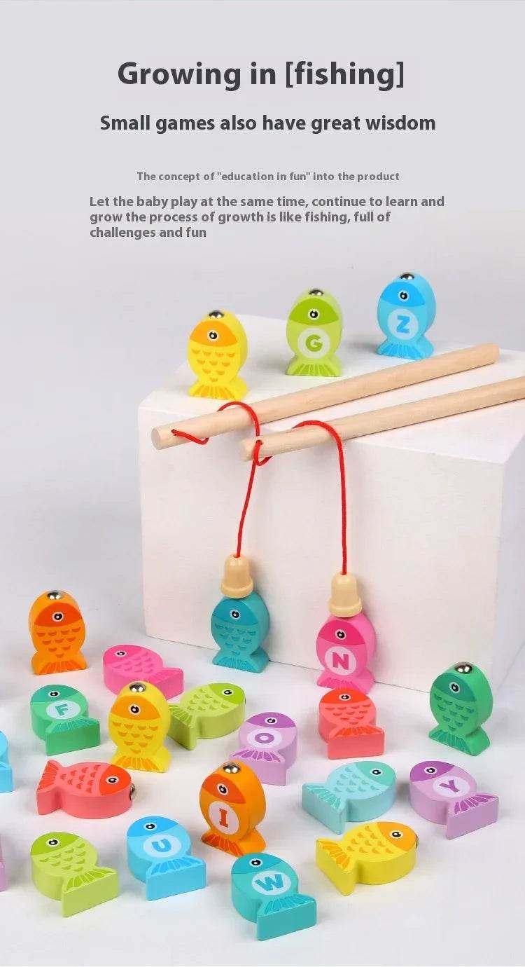 Wooden Children Fishing Toys Baby Montessori Early Education Toys Kids Ability Training Game Toddler Number Alphabet Learning - ToylandEU