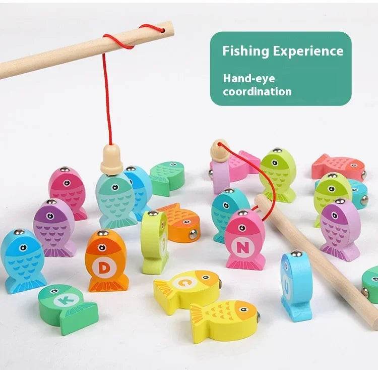 Wooden Children Fishing Toys Baby Montessori Early Education Toys Kids Ability Training Game Toddler Number Alphabet Learning - ToylandEU