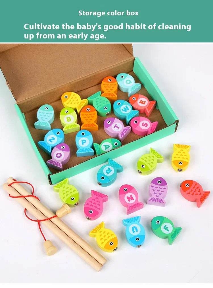 Wooden Children Fishing Toys Baby Montessori Early Education Toys Kids Ability Training Game Toddler Number Alphabet Learning - ToylandEU