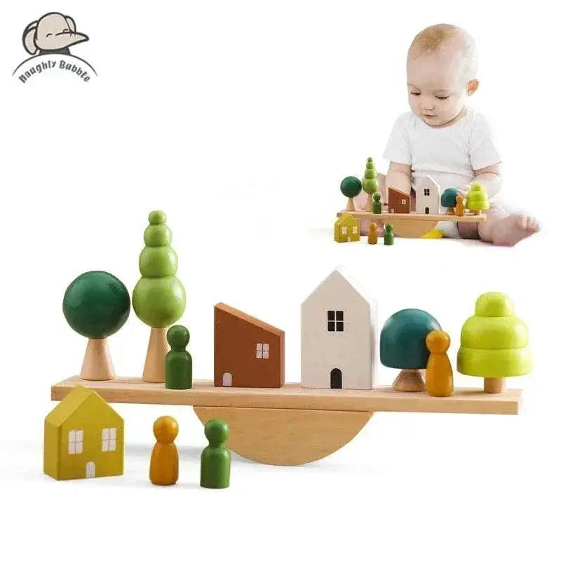  Montessori Wooden Forest Blocks Stacking Toys For Baby Forest House Learning Set -  ToylandEU™