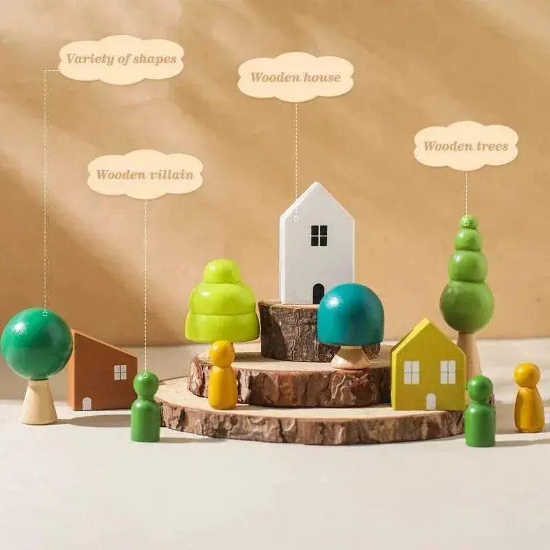  Montessori Wooden Forest Blocks Stacking Toys For Baby Forest House Learning Set -  ToylandEU™