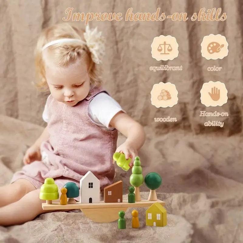  Montessori Wooden Forest Blocks Stacking Toys For Baby Forest House Learning Set -  ToylandEU™