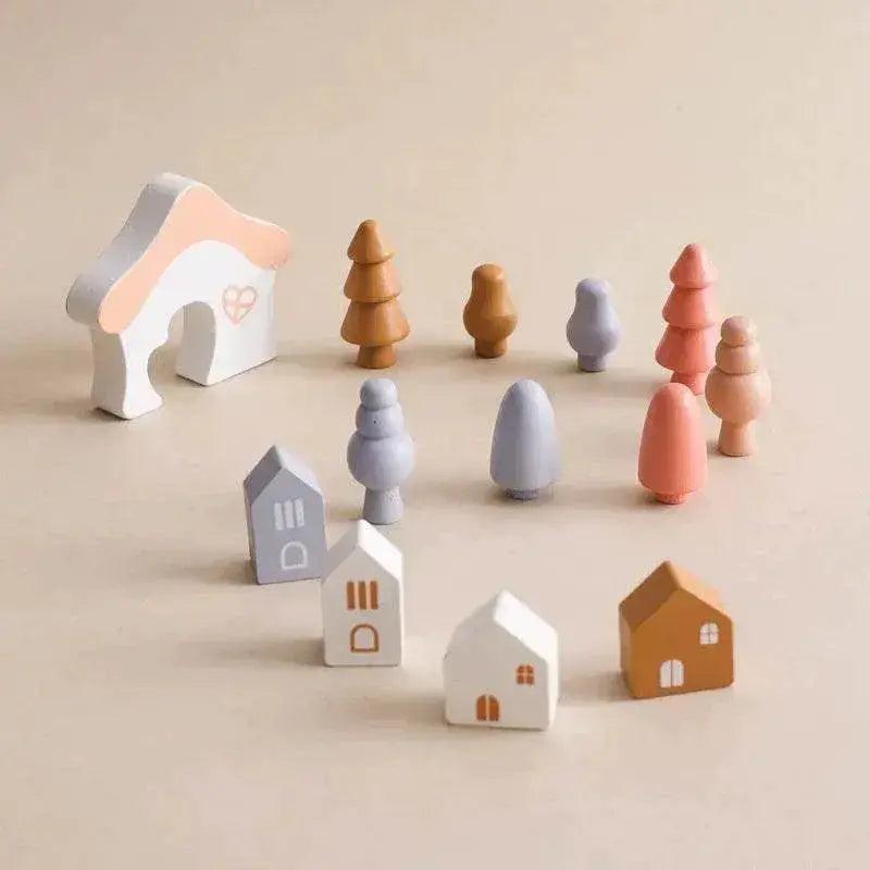  Montessori Wooden Forest Blocks Stacking Toys For Baby Forest House Learning Set -  ToylandEU™
