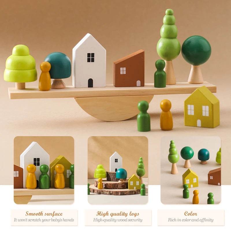 Montessori Sensory Toys Stacking Toys for Baby Forest Houses Wooden Forest Blocks Early Childhood Education Gift - ToylandEU