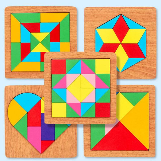 Montessori Wooden Geometric Jigsaw Puzzle - Fun Educational Toy - ToylandEU